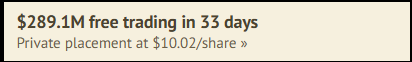 $289.1M free trading in 33 days